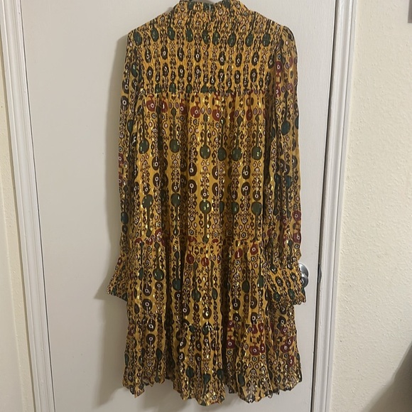 NWT Oliphant Smocked Neck Long Sleeve Fortela Saffron Dress XL - Picture 4 of 8